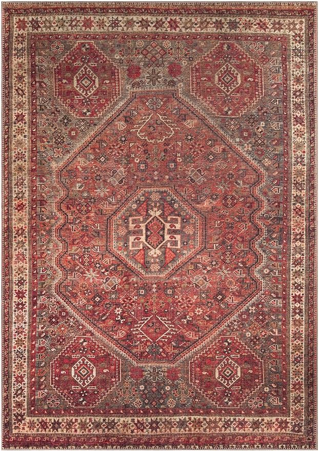Keen Home Design 10x14 Rug - Machine Washable Area Rug with Non-Slip Backing, Ideal for Living Room, Dining Room, Bedroom - Vintage, Easy Clean, Durable, Low Pile Rug - (9'7" x 14')