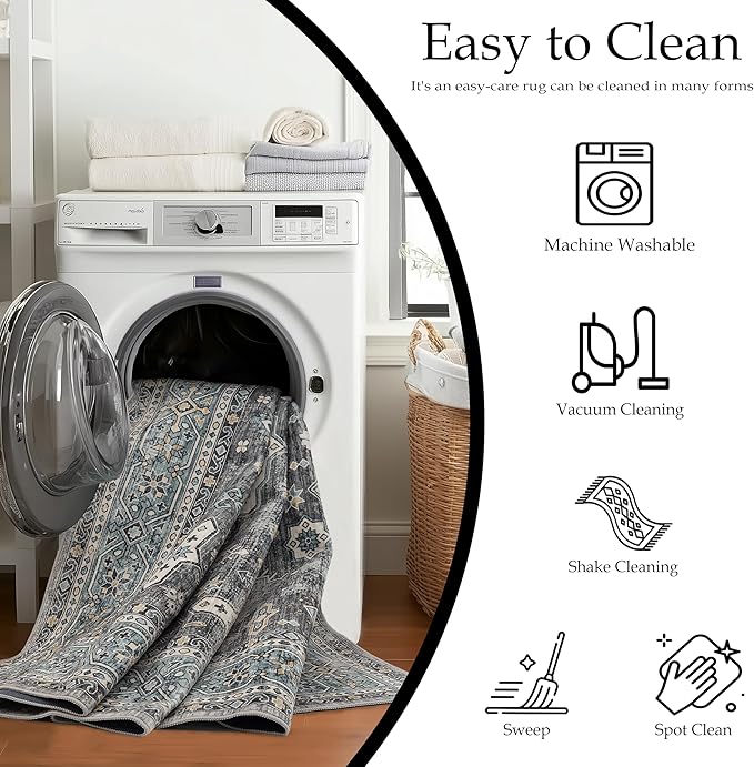 Area Rug Non Slip Machine Washable Ultra Soft Living Room/Bedroom/Kitchen/Outdoor/Classroom Silver, 2'×6'