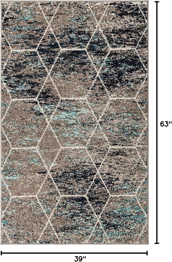 Unique Loom Trellis Frieze Collection Area Rug - Geometric (3' 3" x 5' 3", Blue Multi/ Ivory)