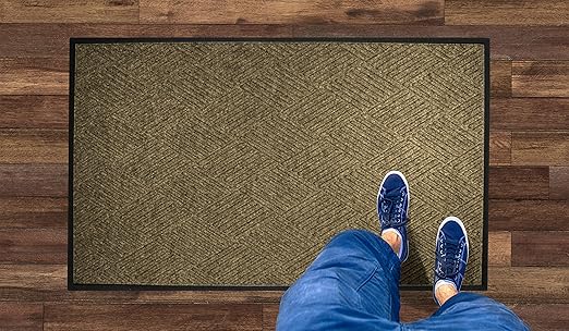 WaterHog Diamond | Commercial-Grade Entrance Mat with Rubber Border – Indoor/Outdoor, Quick Drying, Stain Resistant Door Mat (Camel, 3' x 5')