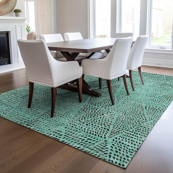 Addison Rugs Chantille ACN591 Teal 10' x 14' Indoor Outdoor Area Rug, Easy Clean, Machine Washable, Non Shedding, Bedroom, Living Room, Dining Room, Kitchen, Patio Rug