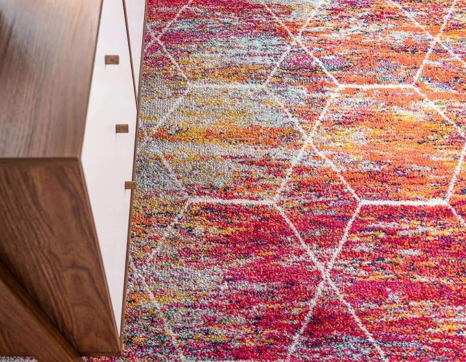Unique Loom Trellis Frieze Collection Area Rug - Geometric (6' x 9', Multi/ Ivory)