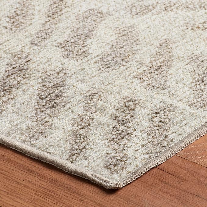 Dash & Albert Rowley Grey Machine Washable Rug, 5 X 8 Feet, Grey Graphic Pattern