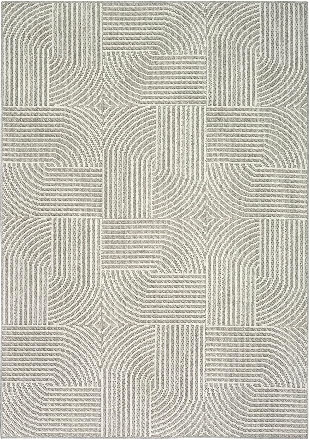 Nourison Home Textured Home Grey Ivory 3'11" x 5'11" Area Rug - Easy Clean, Non Shedding, Bed Room, Living Room, Dining Room, Kitchen (4' x 6')