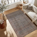Kuden 5x7 Area Rug, Machine Washable Area Rug with Non-Slip Backing, Vintage Style, Soft, Easy Clean, Low Pile Rug for Living Room, Bedroom, Dining Room