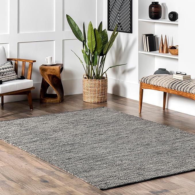 Nuloom Alessi Hand Woven, Grey, 11'6" x 14'6", Solid, Cotton, Soft and Gentle, High Traffic, Stain Resistant, Easy Clean, Durable Area Rug for Bedroom, Living Room, Dining Space, Den, Foyer, Entryway