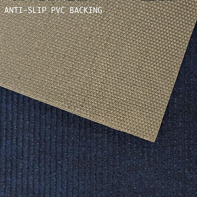 English Home Custom Size Anti Slip Striped Design Light Weight Durable TPR Backing Thin Pile Runner Rug (26" x 5')