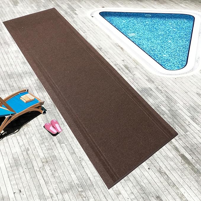English Home Custom Size Non Slip Striped Design Light Weight Durable PVC Backing Thin Pile Runner Rug (26" x 9')
