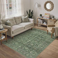 Green Area Rug 3x5 Washable Office Entryway Carpet Soft Vintage Indoor Kitchen Living Room Door Mat Traditional Retro Distressed Thicker Throw Small Rug Bedroom Dining Room Bathroom