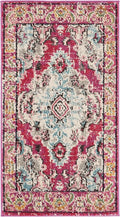 SAFAVIEH Monaco Collection Accent Rug - 2'2" x 4', Pink & Multi, Boho Medallion Distressed Design, Non-Shedding & Easy Care, Ideal for High Traffic Areas in Entryway, Living Room, Bedroom (MNC243D)