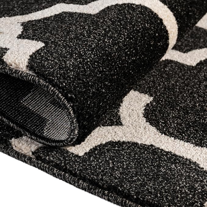 Rugs.com Lattice Collection Rug – 7' x 10' Black Medium Rug Perfect for Bedrooms, Dining Rooms, Living Rooms