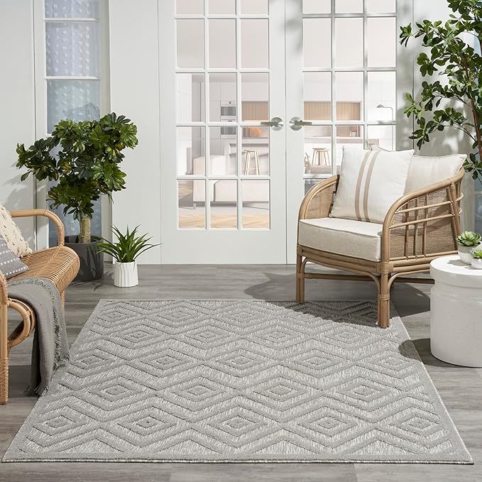Nourison Home Versatile Silver Grey 6' x 9' Area Rug - Easy Clean, Non Shedding, Bed Room, Living Room, Dining Room, Kitchen (6' x 9')