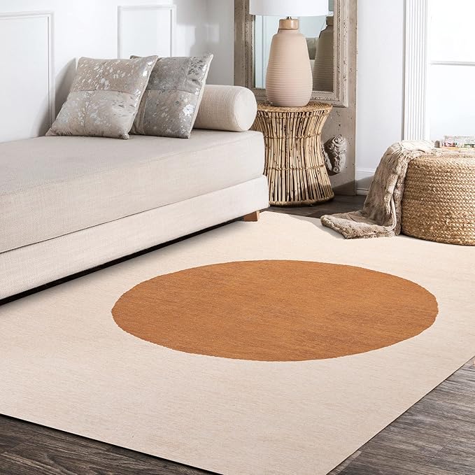 JONATHAN Y Machine Washable Indoor Area Rug 4X6 Cream/Terracotta, Cirkel Minimalist Geometric Dot for Living Room, Bedroom, Kitchen, Office, Easy-Cleaning, Pet-Friendly, Non-Shedding WSH113A-4