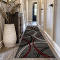 Rugshop Modern Wavy Circles Design Non-Shedding Runner Rug, Carpet for Hallway, Entryway, or Kitchen, Red, 2'7" x 10'