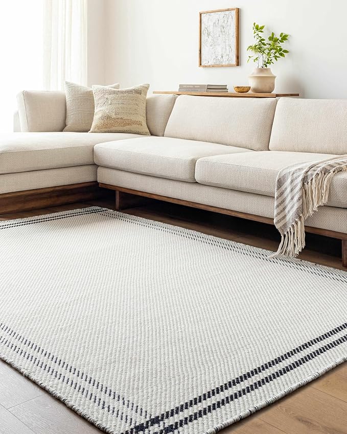 Mark&Day Wool Rugs, 2x8 Janmichael Cottage Light Silver/Black Runner Area Rug, Silver Black Carpet for Hallway, Kitchen, Bedroom or Living Room (2'6" x 8' Runner)