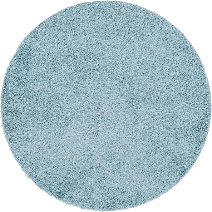 Unique Loom Davos Shag Collection Area Rug - Solid (6' 7" Round, Aqua)