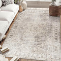 ReaLife Rugs Machine Washable Area Rug - Stain Resistant,Non-Shed - Eco-Friendly,Non-Slip, Family & Pet Friendly - Made from Premium Recycled Fiber - Vintage Bohemian Medallion - Beige Ivory, 4' x 6'