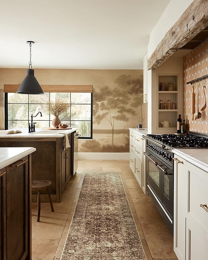 Loloi Magnolia Home by Joanna Gaines Sinclair Collection SIN-01 Rust/Lagoon 2'-3" x 7'-6", .25" Pile Height, Machine Washable, Runner Rug