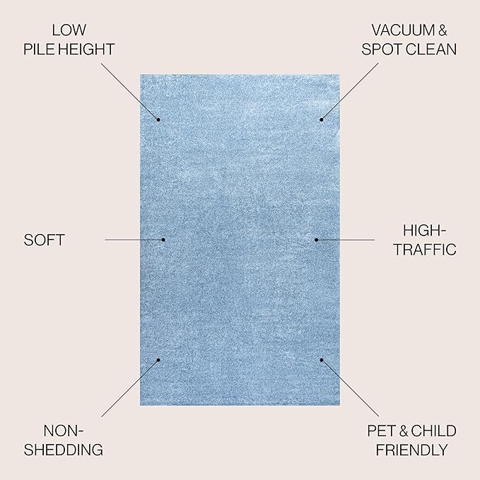 JONATHAN Y Haze Solid Low-Pile Classic Blue 5x8 Oval Indoor Area Rug, Coastal,Bohemian,Minimalist,Classic, Easy-Cleaning for Living Room,Bedroom,Kitchen,Pet Friendly,Non-Shedding (SEU100F-5OV)