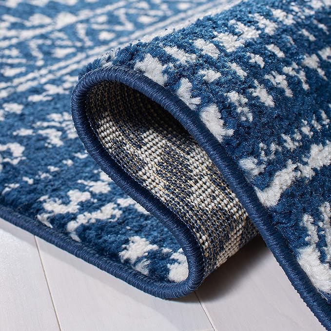SAFAVIEH Tulum Collection Runner Rug - 2' x 19', Navy & Ivory, Moroccan Boho Tribal Design, Non-Shedding & Easy to Clean, Ideal for Living Room, Hallway, Foyer, Bedroom (TUL272N)