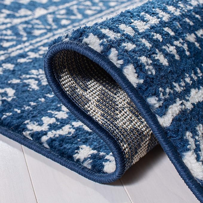 SAFAVIEH Tulum Collection Runner Rug - 2' x 13', Navy & Ivory, Moroccan Boho Tribal Design, Non-Shedding & Easy to Clean, Ideal for Living Room, Hallway, Foyer, Bedroom (TUL272N)