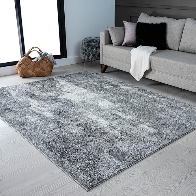 LUXE WEAVERS Euston Collection 7681 Dark Grey 8x10 Modern Abstract Area Rug
