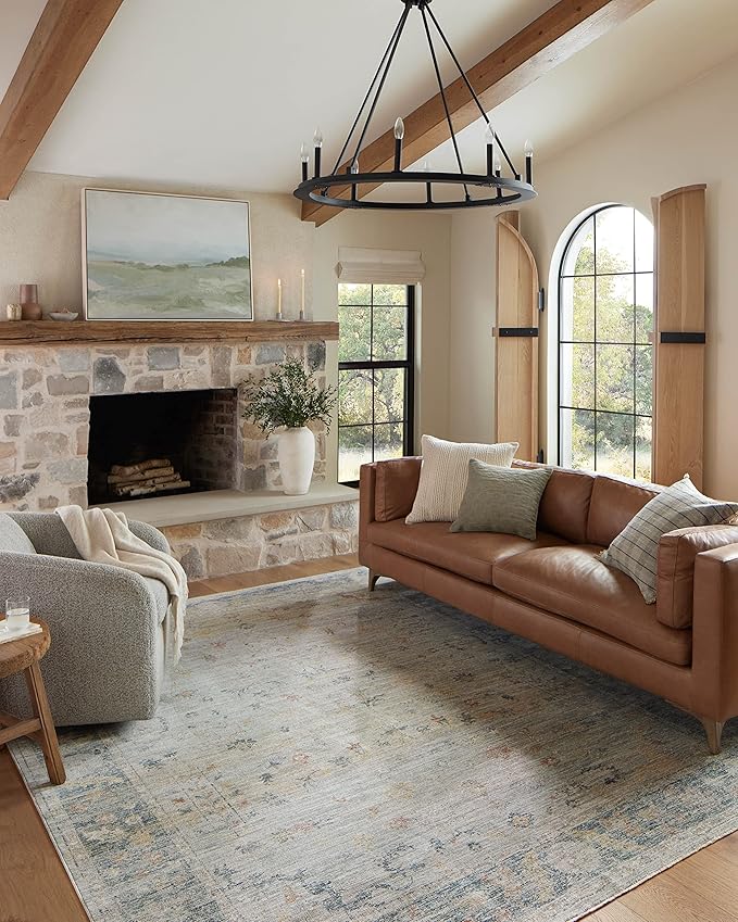 Loloi Magnolia Home by Joanna Gaines Millie Collection MIE-04 Slate/Multi 7'-10" x 10', .25" Pile Height, Area Rug