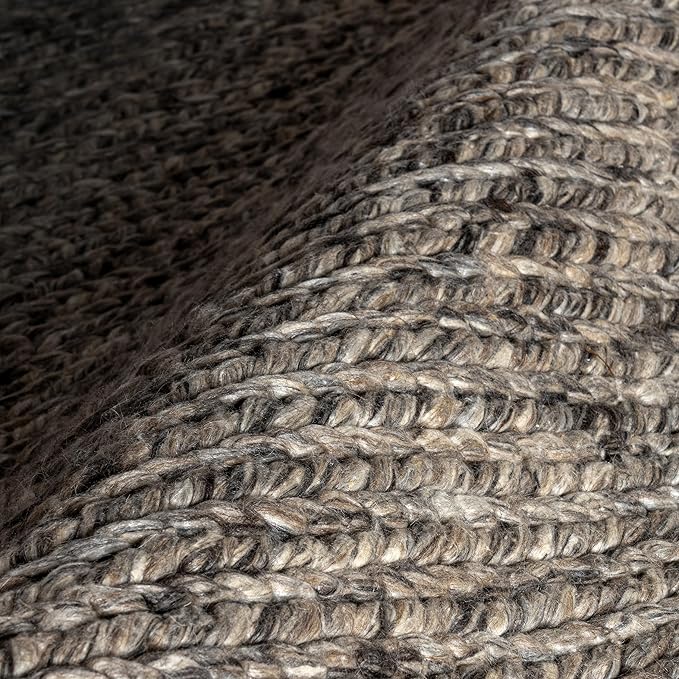Nuloom Penelope Grey/Brown, 8'6" x 11'6", Hand-Braided, Wool & Cotton, Textured and Earthy, High Traffic, Stain Resistant, Easy Clean, Durable Area Rug for Bedroom, Living Room, Dining, Entryway