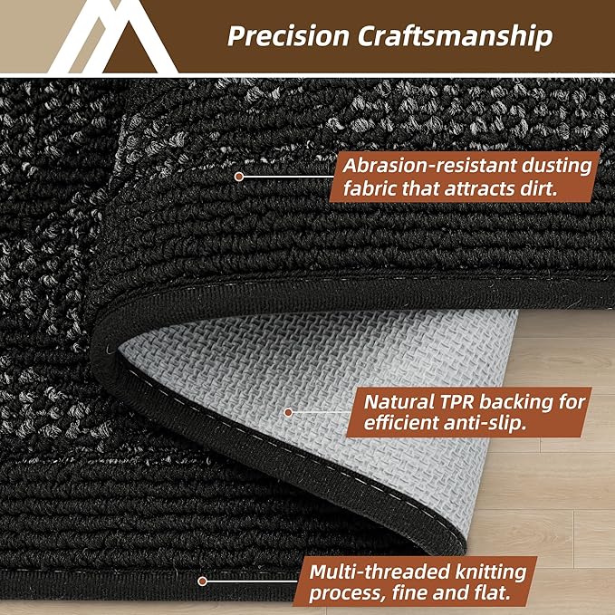 COSY HOMEER Non-Slip Door Mat 20"x32", Entryway Rugs Low Profile Absorbent Dirt Trapper Doormat for Front Entrance, Washable Polypropylene Entry Mat (Black)