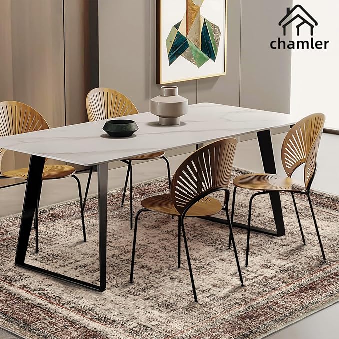 6x9 Washable Area Rug Boho Medallion Distressed Design Non-Shedding Easy Care Ideal for High Traffic Areas in Rugs for Living Room Bedroom Office Kitchen Large Carpet