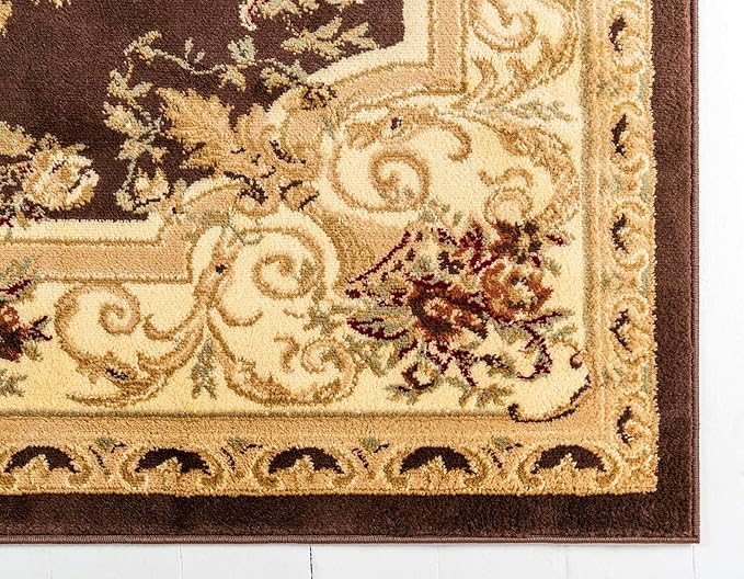 Unique Loom Versailles Collection Area Rug - Henry (6' 1" Square Brown/Cream)