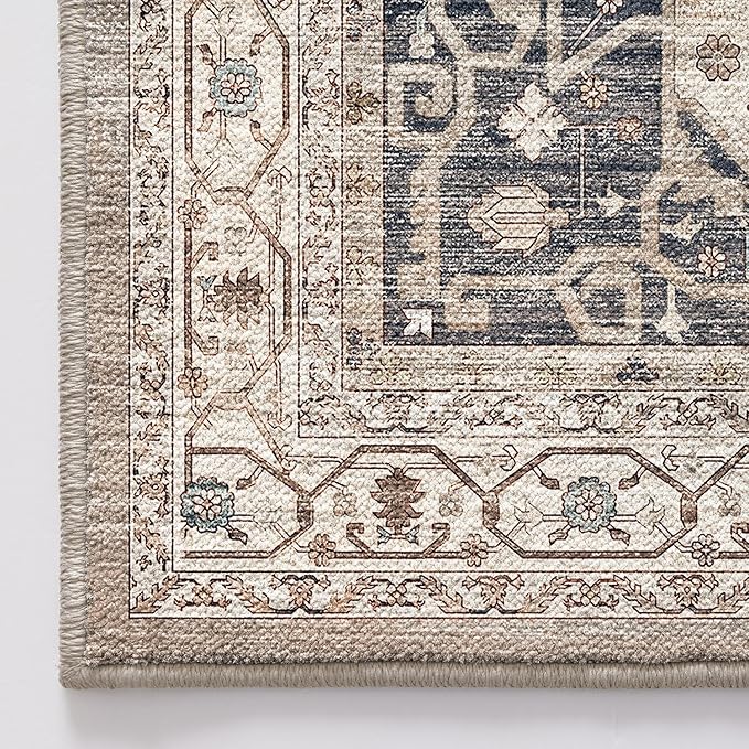 LUMI Washable Area Rug for Living Room, 4x6 Ultra Soft Traditional Rugs Non Slip with Rubber Backing, Low Profile, High Traffic, Stain Resistant Carpets, Ideal for Bedroom, Dining Room, Indoor