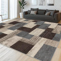 Modern Geometric Patchwork Indoor Area Rug for Living Room, Blue-Taupe 9'x 12' Large Rug Rockwood Collection Hardwood Floors Decor for Bedroom, Blue Throw Carpet for Office Entryway Dining Room