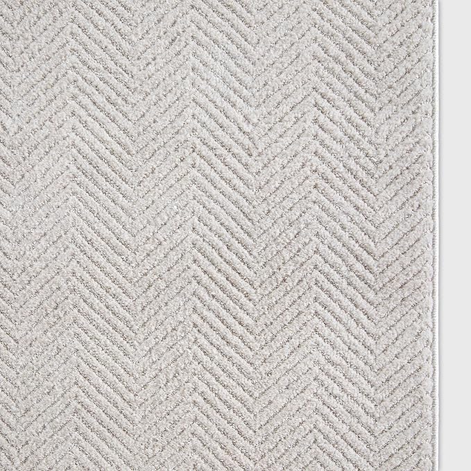 Well Woven Custom Size Hallway & Stair Runner- Harlow Pompeii Ivory 31 Inches Wide x 24 Feet Long Runner (31" x 24') Runner Rug - Modern Chevron Pattern, Ultra-Soft, Easy-Clean