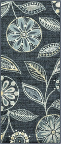 Maples Rugs Reggie Floral Runner Rug - Made in USA - Washable, Non Slip Indoor Carpet for Kitchen, Hallway, and Laundry Room, 4' x 1'8, Persian Blue