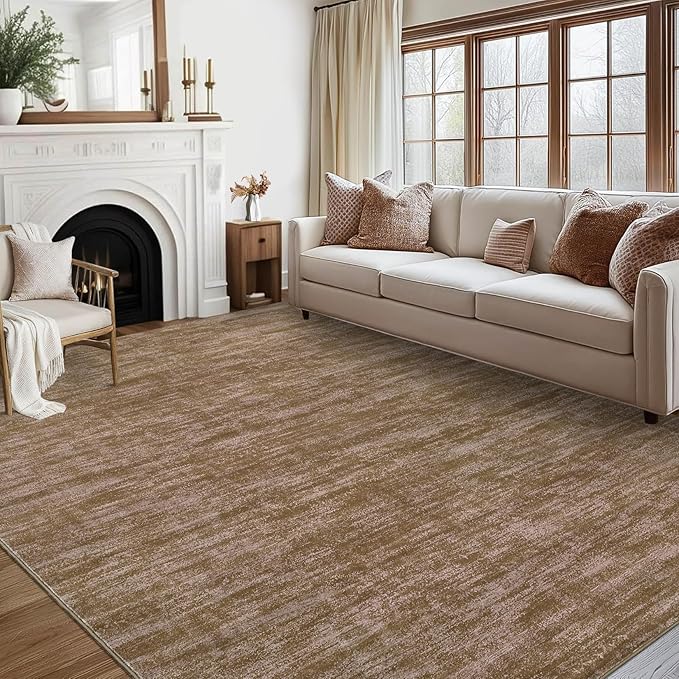 RUGSREAL 3x5 Bedroom Area Rug Solid Color Small Living Room Throw Rug Washable Area Rug Modern Contemporary Rug with Rubber Backing Throw Indoor Carpet for Living Room Bedroom Kids Room, 3' x 5' Taupe