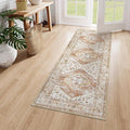 Lahome Boho Washable Runner - 2x5 Rug Runner Non-Slip Lightweight Laundry Room Rug Throw Non-Shedding Long Bathroom Carpet, Oriental Accent Print Indoor Carpet for Kitchen Hallway Bedroom