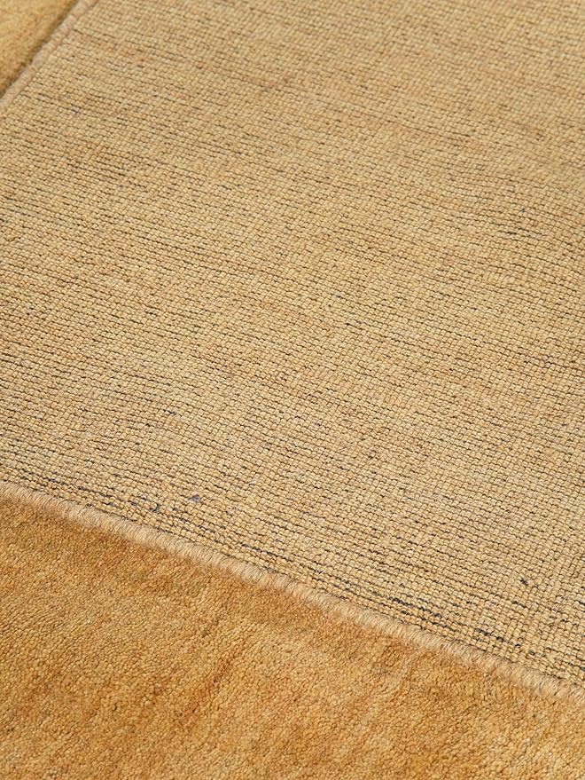 Rugsotic Carpets Hand Knotted Gabbeh Wool 9'x12' Area Rug Solid Gold L00111