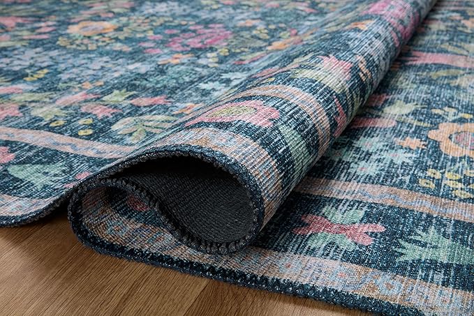 Loloi Rifle Paper Co. Maison Collection MAO-06 Blue/Multi 5'-0" x 5'-0" Round, .19" Pile Height, Accent Rug