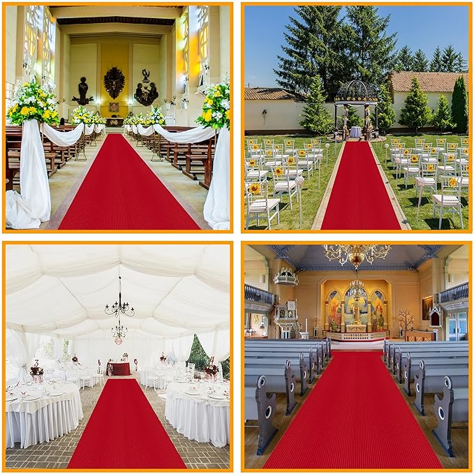 Ottomanson 3'11" x 35' Hallway Runner with Scraper Pile - Extra Durable Non-Slip Rug Mat for Indoor & Outdoor Use - Ideal for Kitchen, Entryway & Garage - High-Traffic Carpet, Red