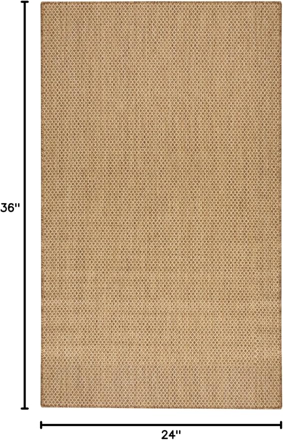 Nourison Home Courtyard Jute 2' x 3' Area Rug - Easy Clean, Non Shedding, Bed Room, Living Room, Dining Room, Kitchen (2' x 3')