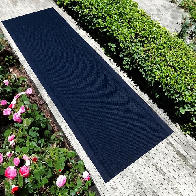 English Home Custom Size Anti Slip Striped Design Light Weight Durable TPR Backing Thin Pile Runner Rug (36" x 30')