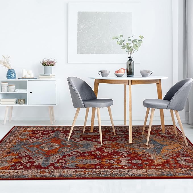 LUXE WEAVERS Moroccan Floral Red 9x12 Area Rug for Living Room