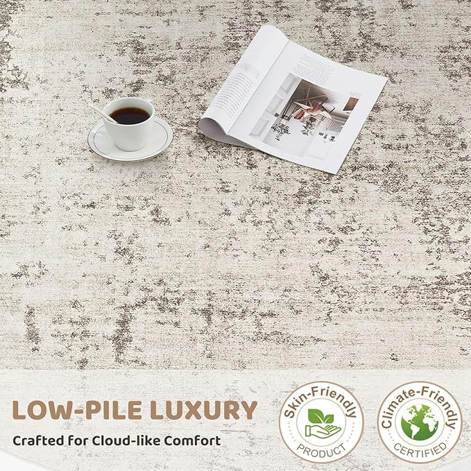 4x6 Area Rug Living Room Rugs - Washable Neutral Modern Abstract Soft Thin Rug Indoor Floor No Slip Rug Carpet for Bedroom Under Dining Table Home Office Decor - Dark Brown
