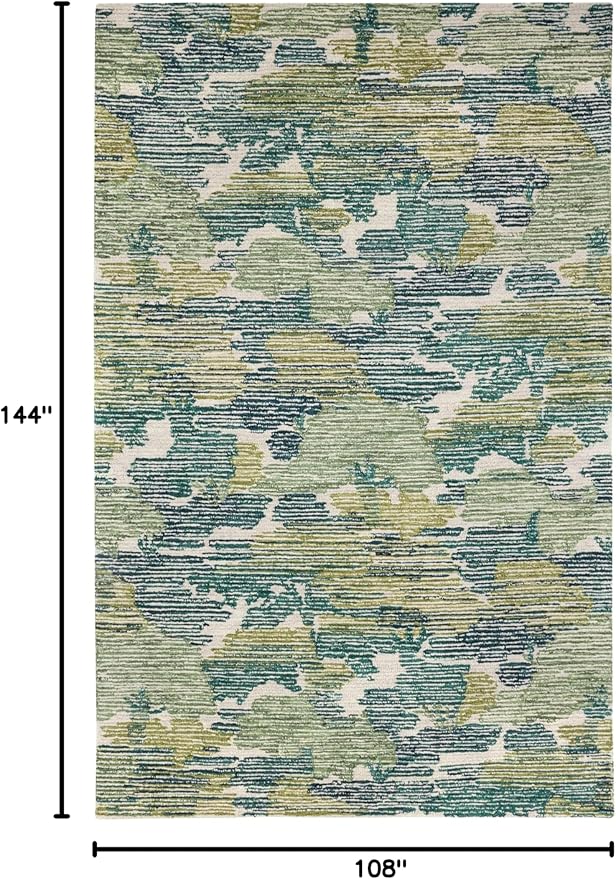 Dash & Albert Ladycross Green Hand Hooked Wool Rug, 8.5 X 11.5 Feet, Green Graphic Pattern