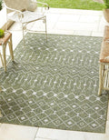 Unique Loom Outdoor Trellis Collection Area Rug - Tribal Trellis (10' x 14' 1" Rectangle, Green/ Natural)