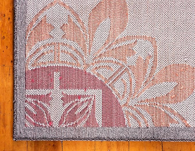 Unique Loom Outdoor Modern Collection Area Rug - Chicago (8' x 10' Rectangle, Brown/ Orange)