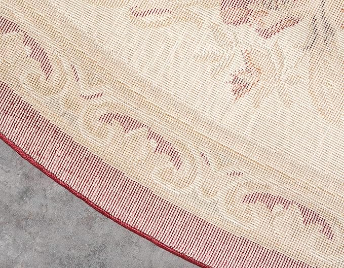 Unique Loom Versailles Collection Traditional Classic Floral Motif Area Rug (8' 0 x 8' 0 Round, Burgundy/ Ivory)
