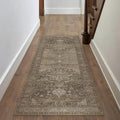 2x6 Brown Washable Vintage Runner Rug for Living Room Bedroom Non Slip Distressed Traditional Soft Runner Rug Low Pile Lightweight Floral Runner Kitchen Hallway Entrance