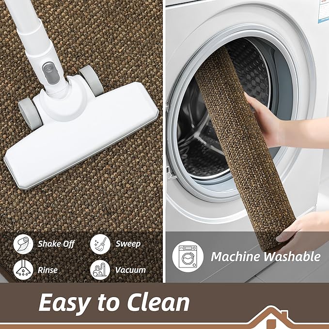 BEQHAUSE 20"x32" Entryway Rug Indoor Door Mat Non-Slip Washable, Hallway Rugs Absorbent & Stain Resist Hall Carpet Runner Rugs for Entryway, Front Door Floor Mats Laundry Room Rugs for Entry, Brown
